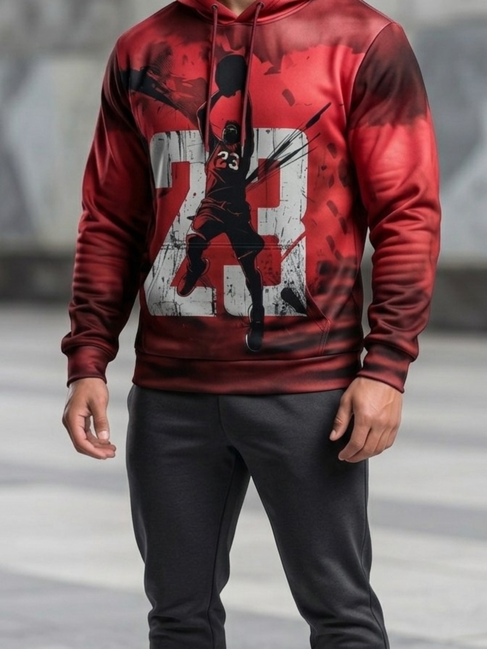Boy's Red Basketball Graphic Hoodie with Number 23   HJ 14
